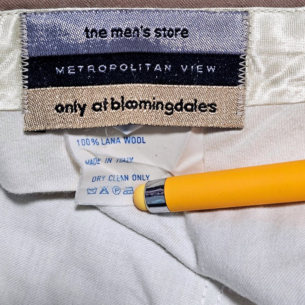 Metropolitan View Bloomingdales Mens 38x27 Wool Pleated Cuffed Dress Pants Italy - Picture 2 of 12